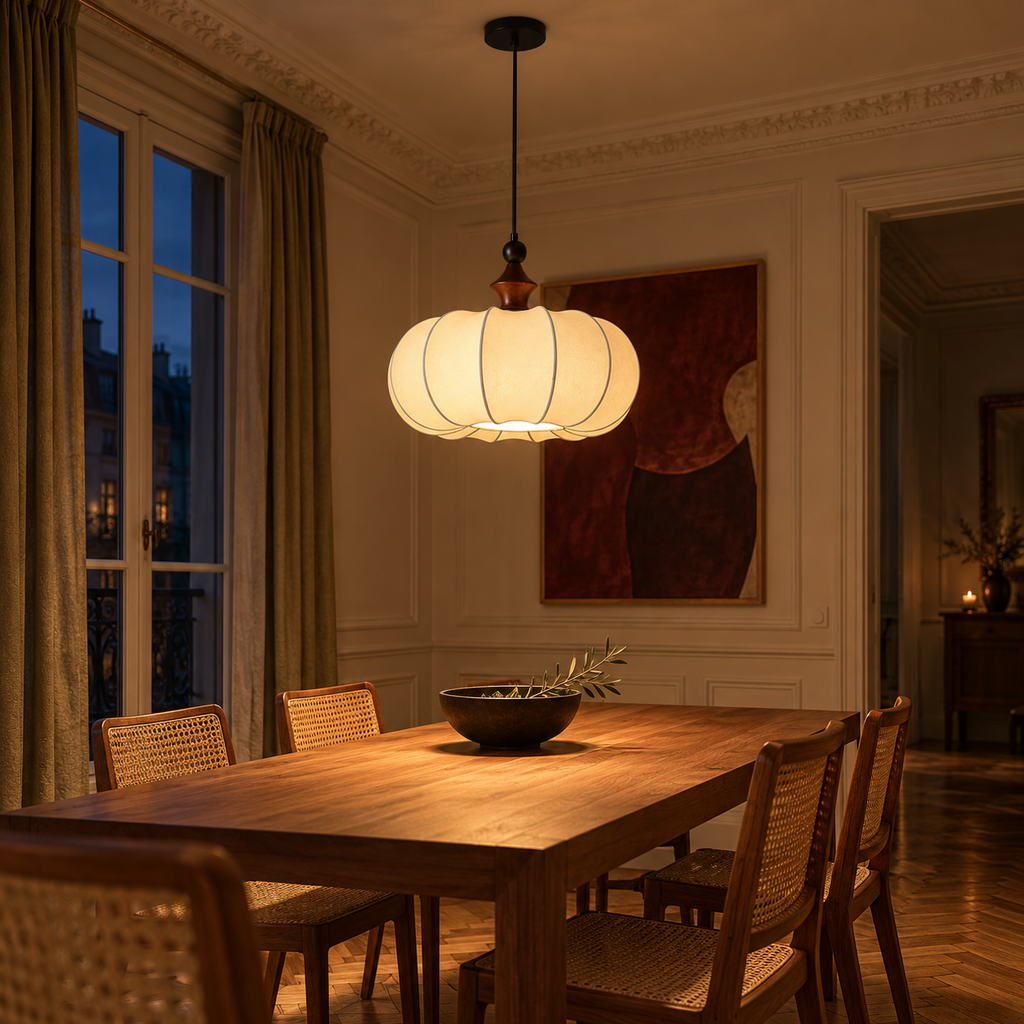 Silk Pendant Light | Retro Pumpkin Shade, 40/50 cm, Boho Dining & Bedroom