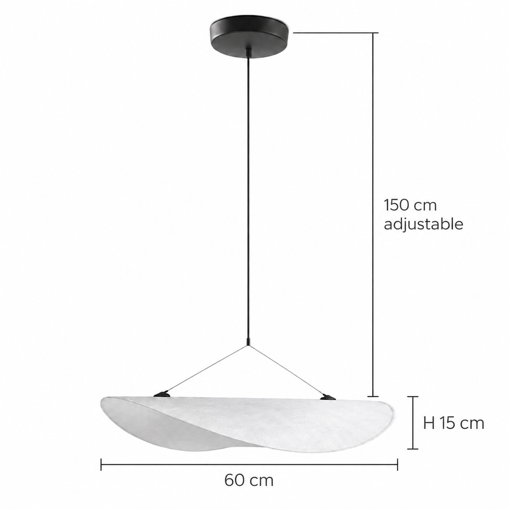 Wabi-Sabi Wave Pendant Light | Japandi Paper Shade, Integrated LED, 40, 50 or 60 cm