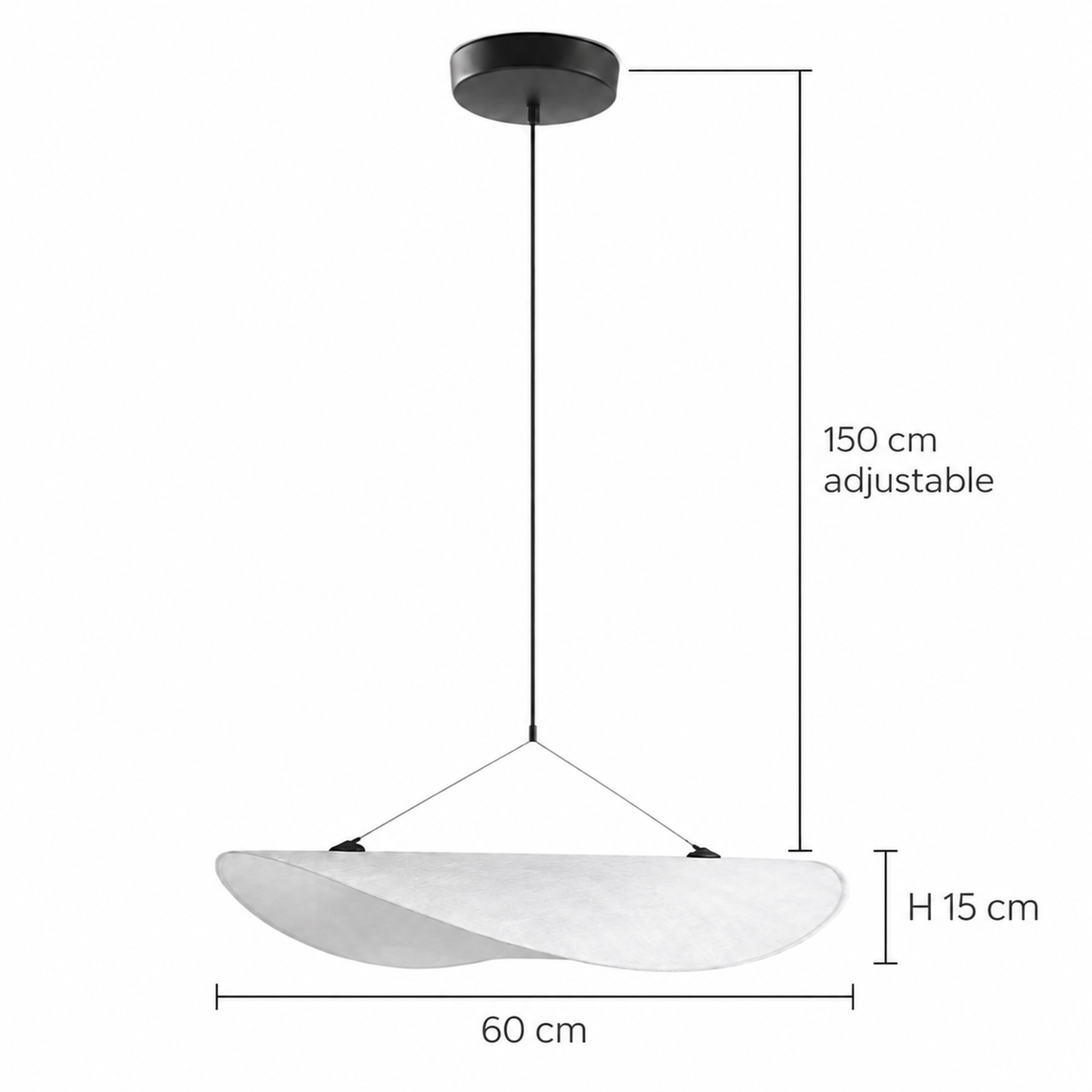 Wabi-Sabi Wave Pendant Light | Japandi Paper Shade, Integrated LED, 40, 50 or 60 cm