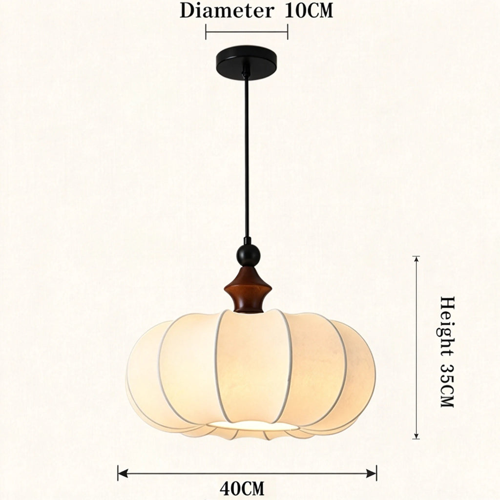 Silk Pendant Light | Retro Pumpkin Shade, 40/50 cm, Boho Dining & Bedroom