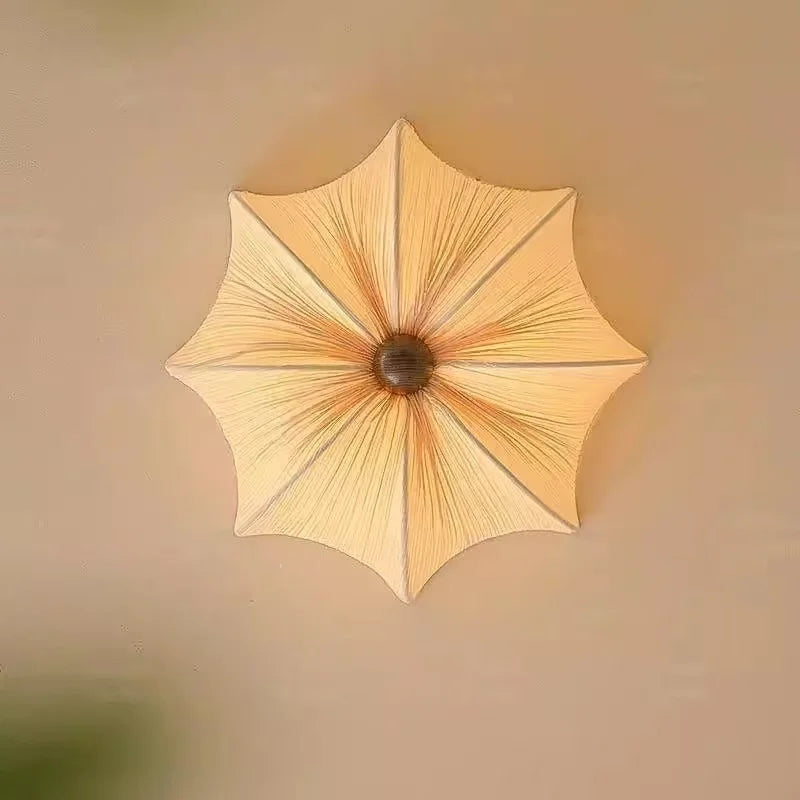 Cream Petal Fabric Ceiling Light - French Flower Semi-Flush Lamp for Living Room & Bedroom