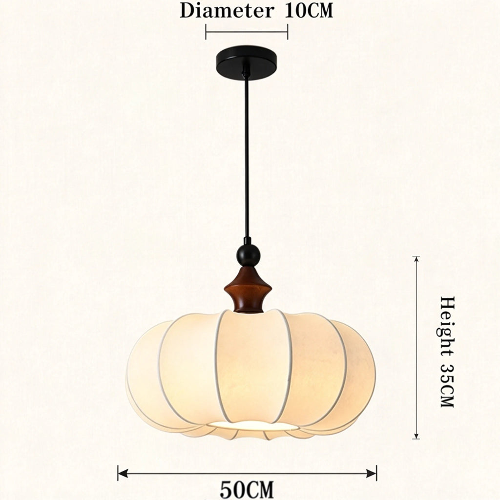 Silk Pendant Light | Retro Pumpkin Shade, 40/50 cm, Boho Dining & Bedroom