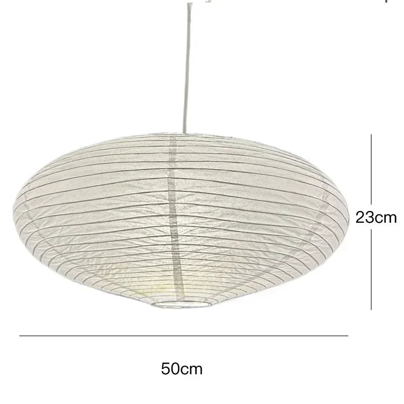 Oval Paper Pendant Light | Japanese Wabi-Sabi Lantern, 50 or 60 cm, White or Black Fitting