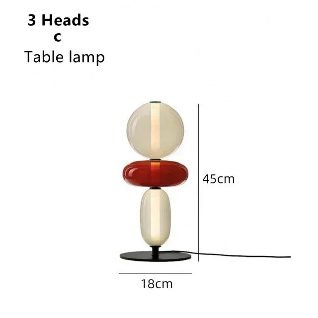 Stacked Glass Totem Table Lamp | 3 Coloured Shades, 45 cm, Bedside & Living Room