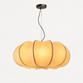 Pumpkin Silk Pendant Light | Handmade Gathered Shade, 50/60 cm, Living Room Ceiling