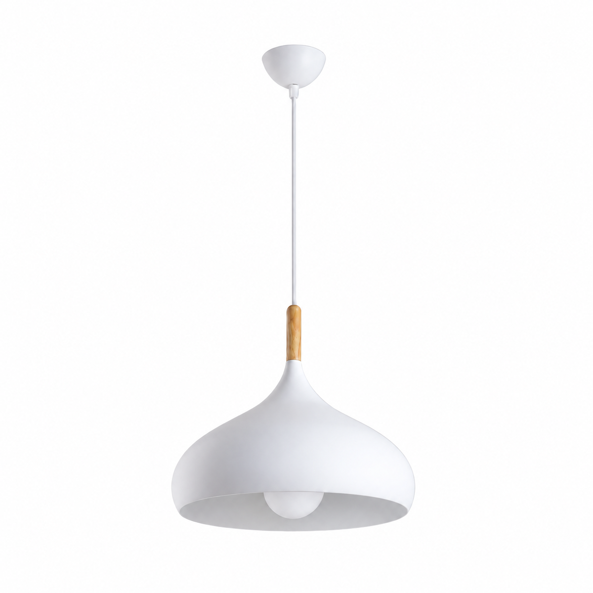 Dome Pendant Light | Matt Metal & Wooden Accent, 4 Colours, Kitchen & Dining