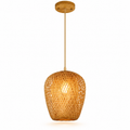 Bamboo Woven Pendant Light | Natural Rattan Barrel Shade, 23 cm, Kitchen Island