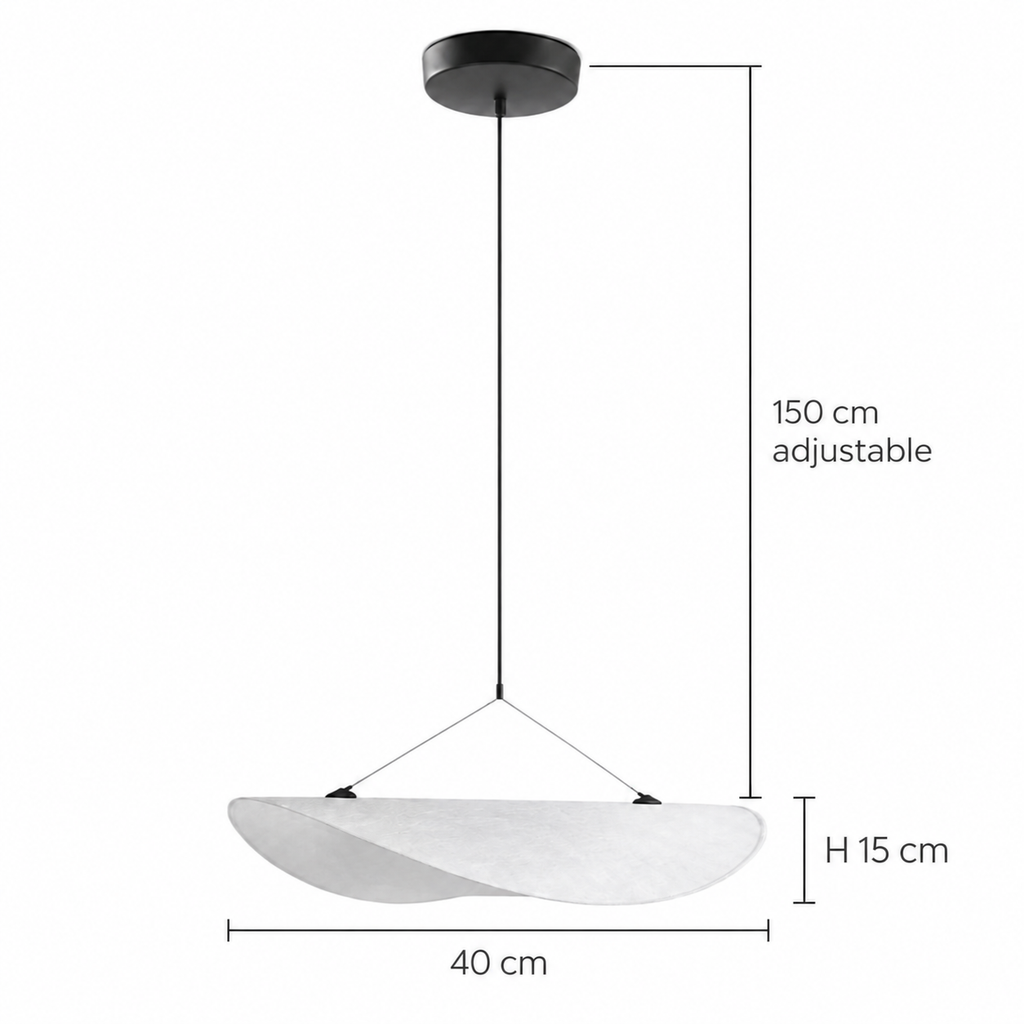 Wabi-Sabi Wave Pendant Light | Japandi Paper Shade, Integrated LED, 40, 50 or 60 cm