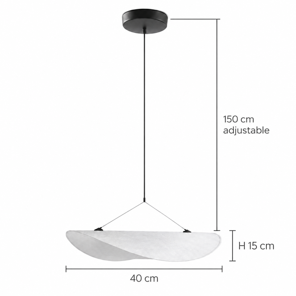 Wabi-Sabi Wave Pendant Light | Japandi Paper Shade, Integrated LED, 40, 50 or 60 cm