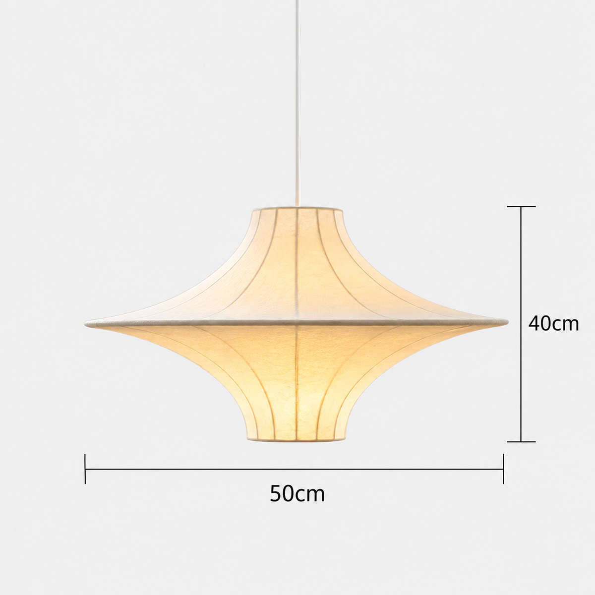 Silk Saucer Pendant Light | Sculptural Flared Handmade Shade, 50/60 cm, Dining Room