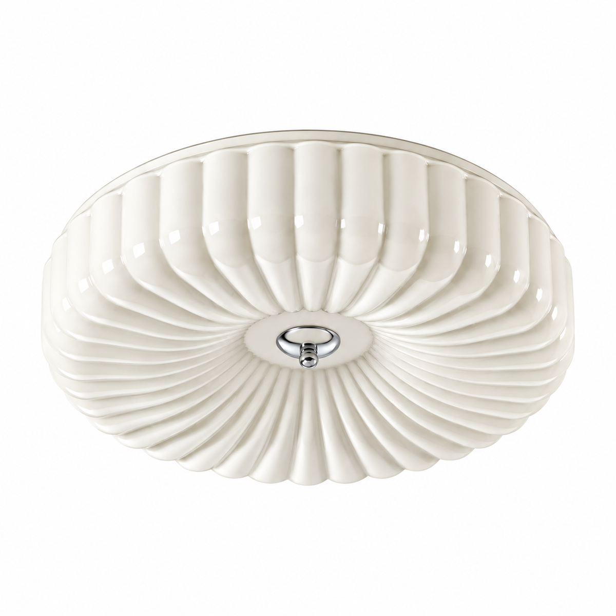 Ribbed Glass Ceiling Light | White or Cream Flush Mount, 30/40 cm, Hallway