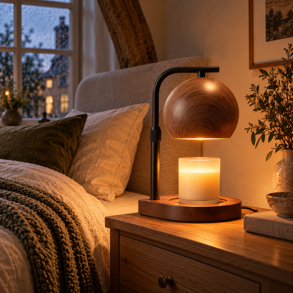 Candle Warmer Lamp | Adjustable Height, Wood or Walnut Base, Dimmable Flameless