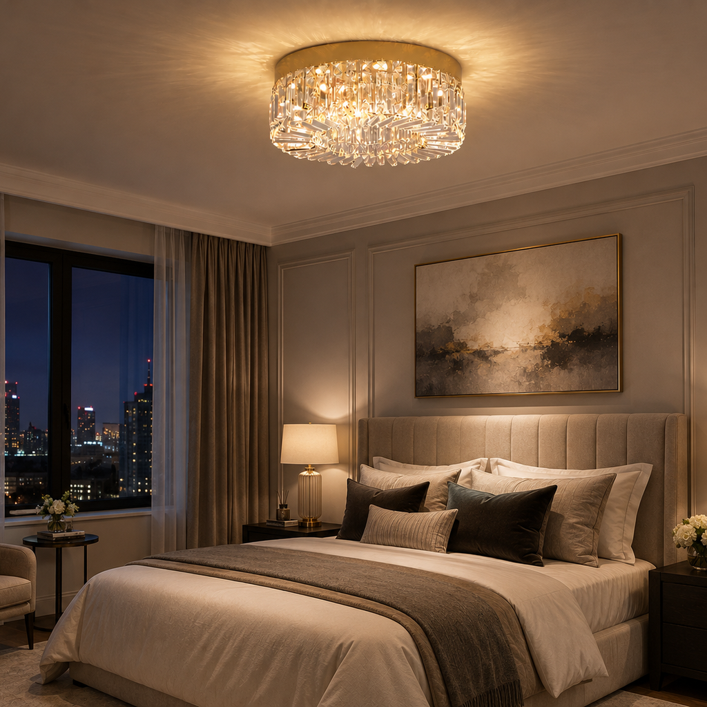 Crystal Chandelier - Luxury Flush Ceiling Light