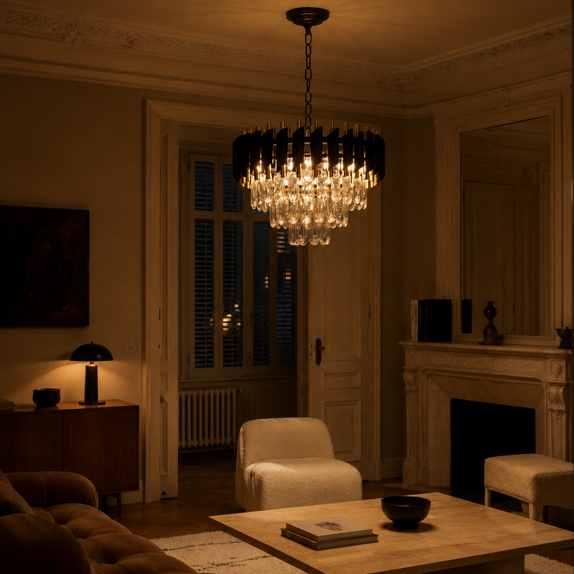 Black and gold crystal chandelier - hallway 2
