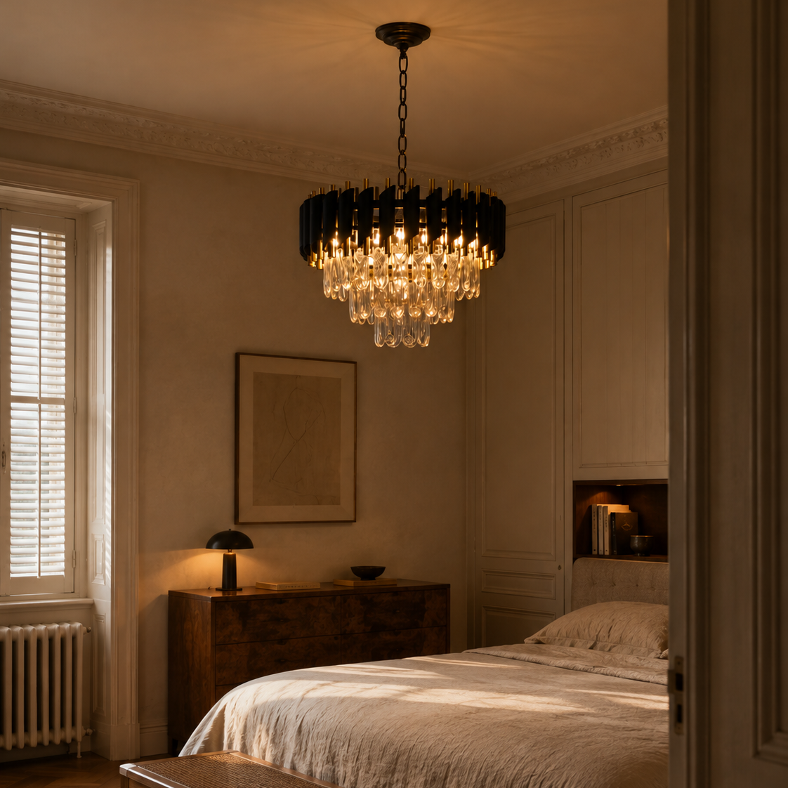 Black and gold crystal chandelier - hallway 3