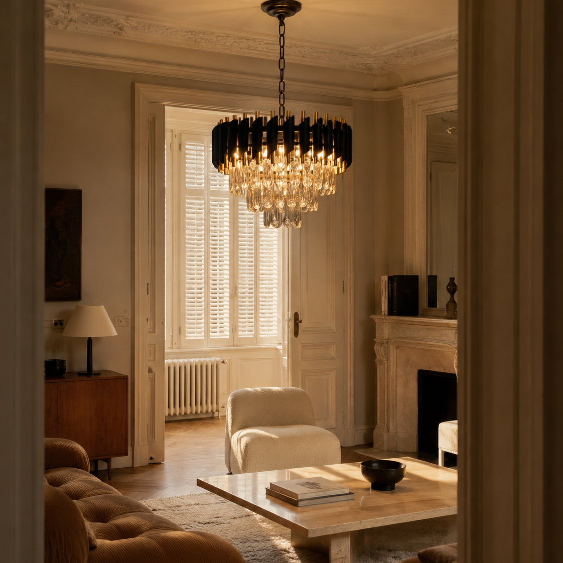 Black and gold crystal chandelier - kitchen 4