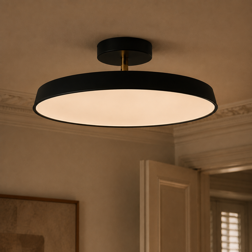 Circular LED ring chandelier - close-up detail