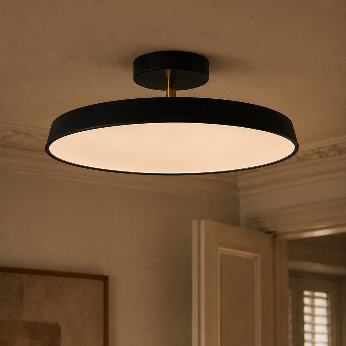 Circular LED ring chandelier - close-up detail
