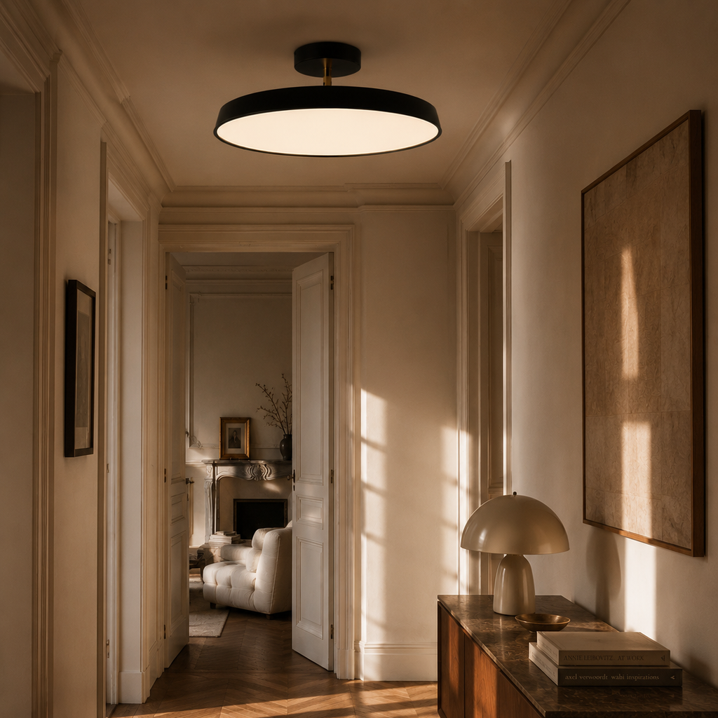 Circular LED ring chandelier - hallway