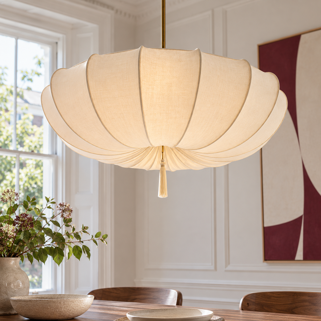 Wabi Sabi Fabric Pendant Light - Handmade Sculptural Chandelier for Dining Room & Restaurant