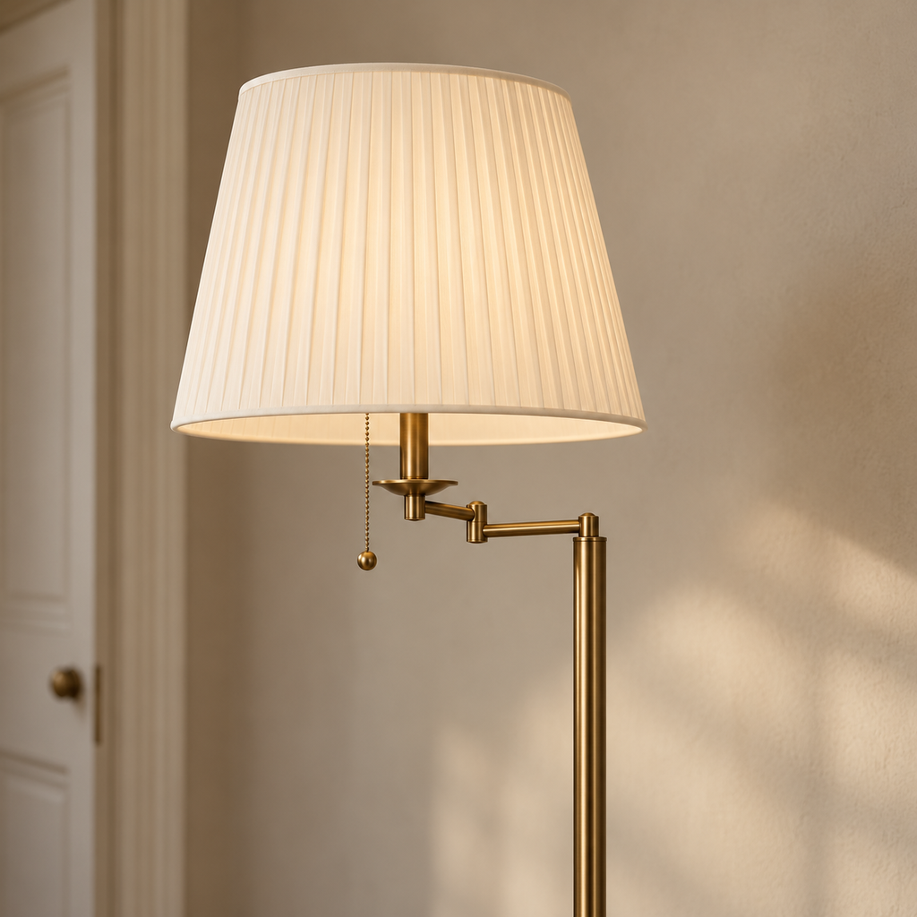 Retro Floor Lamp 160cm - Adjustable Fabric Shade Living Room Light
