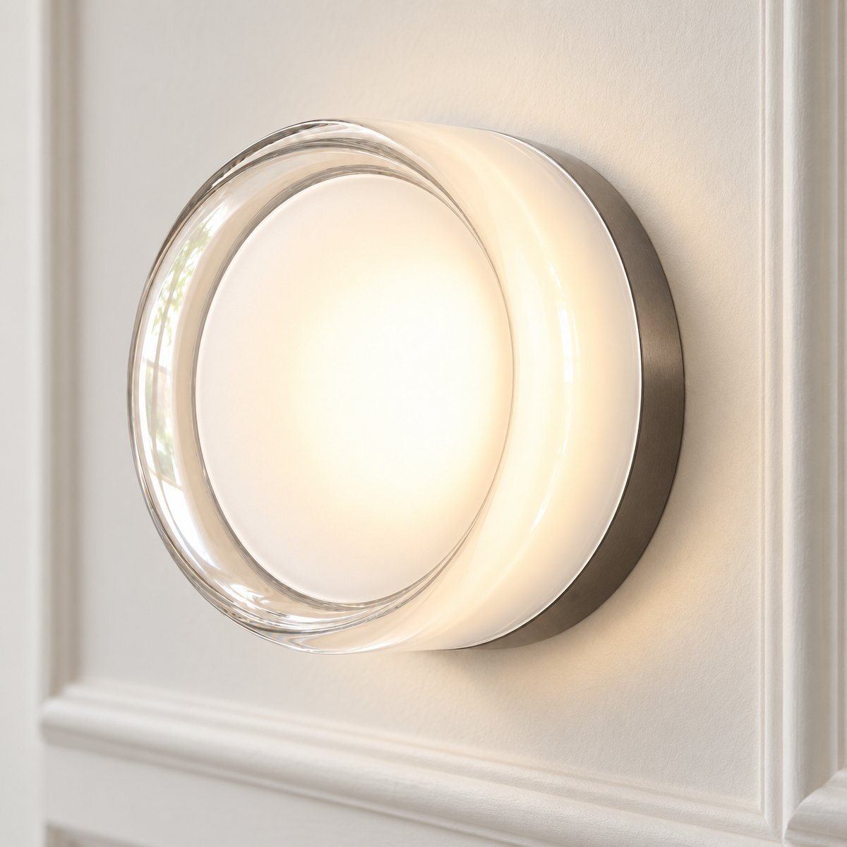 Round LED Wall Light 13.5cm - Acrylic Disc Hallway & Bedside Sconce