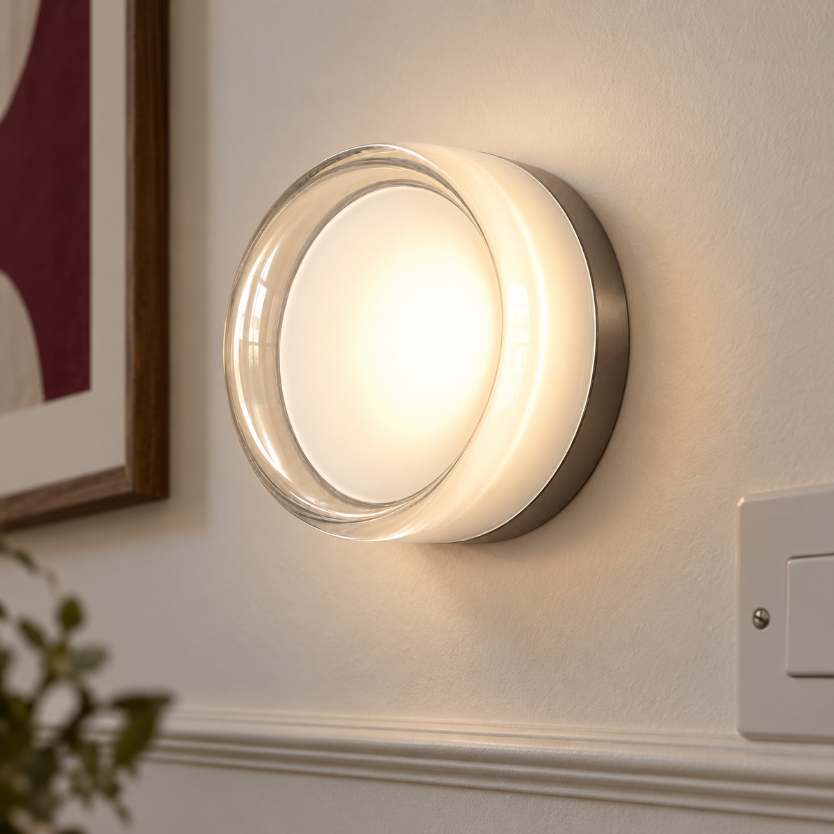 Round LED Wall Light 13.5cm - Acrylic Disc Hallway & Bedside Sconce
