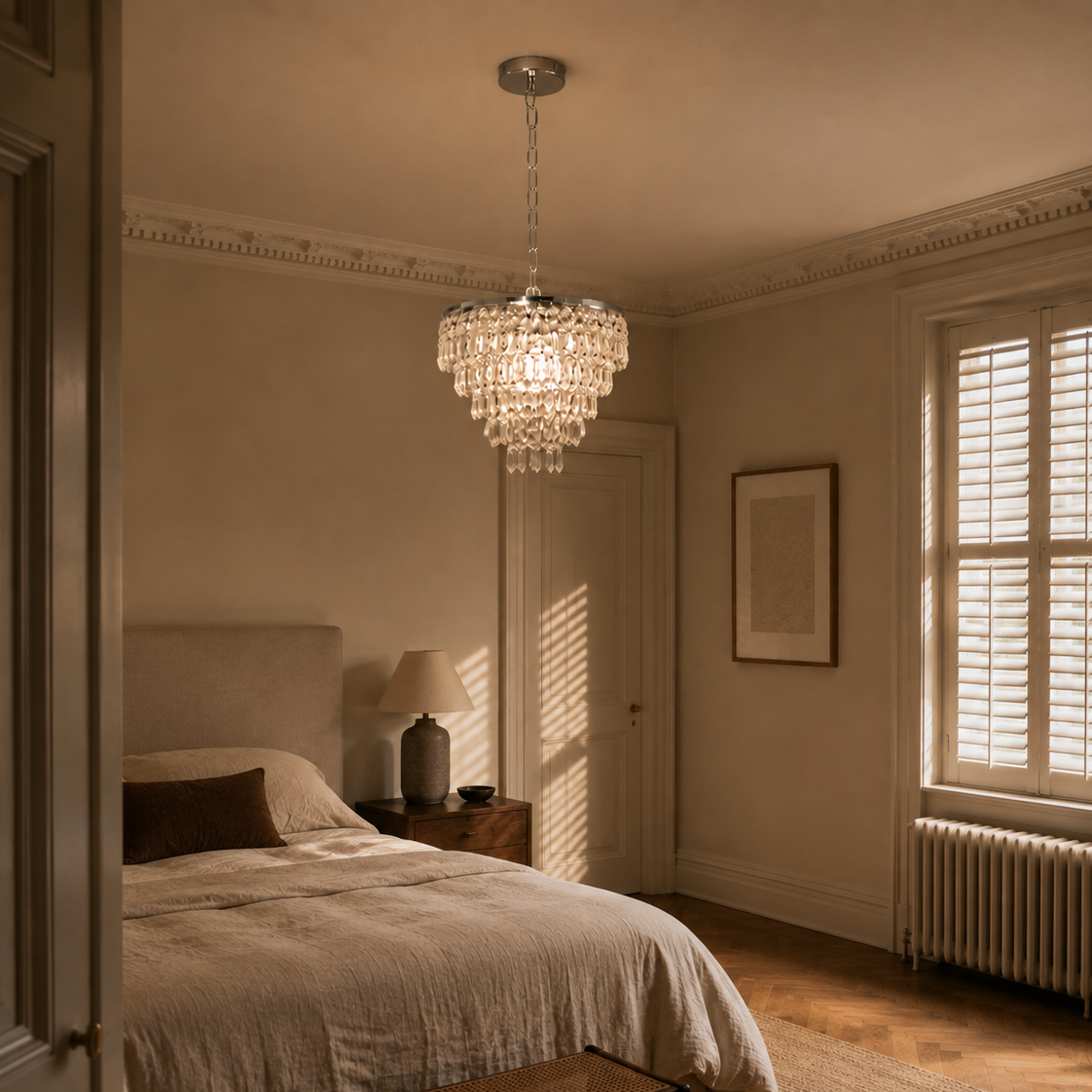 Luxury crystal chandelier - bedroom