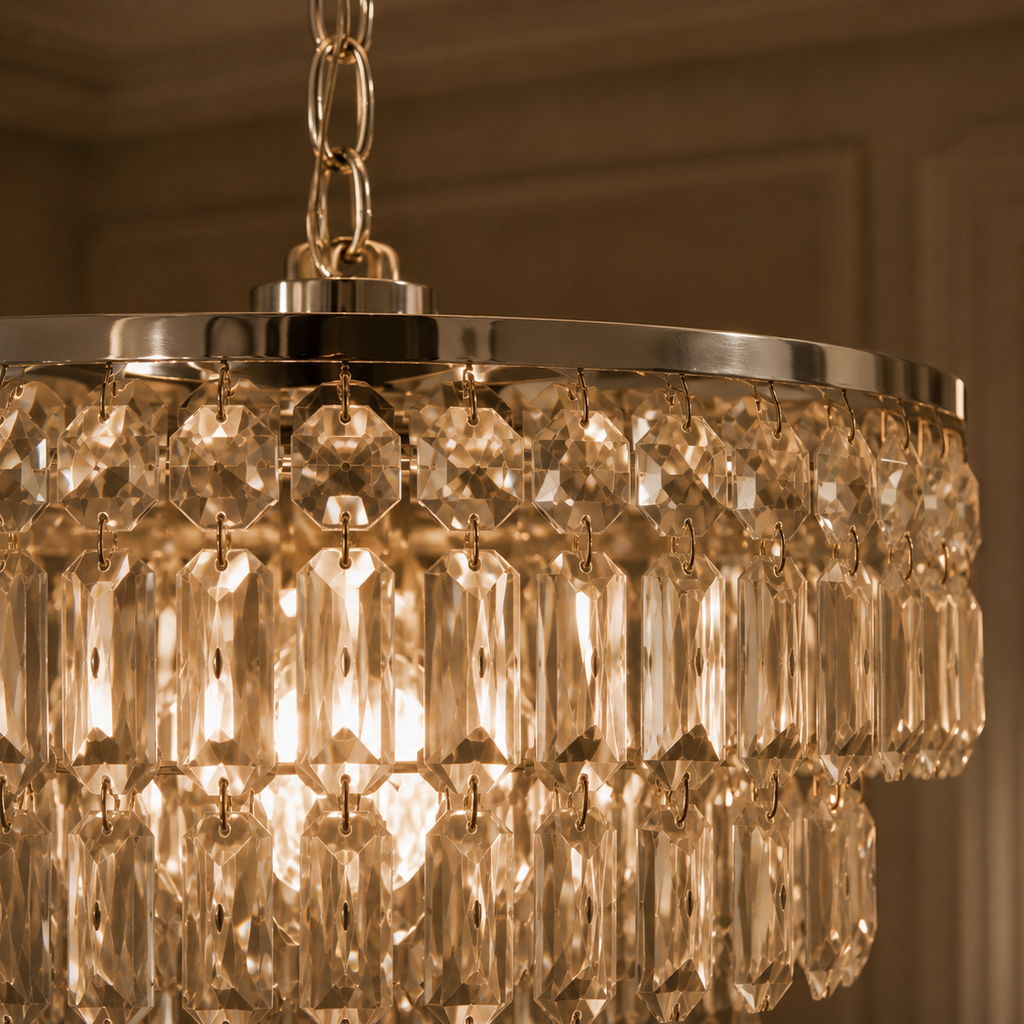 Luxury crystal chandelier - close-up detail
