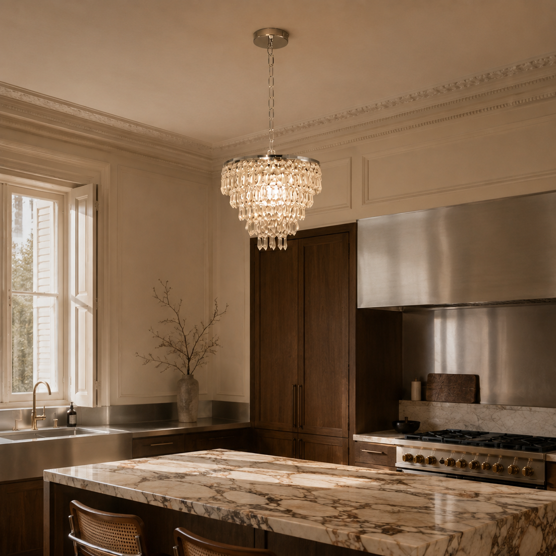 Luxury crystal chandelier - kitchen