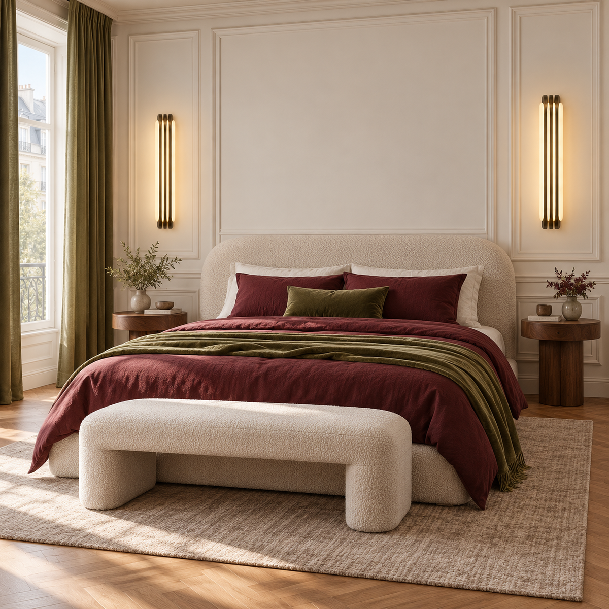 Alabaster & Antique Brass Wall Light | Three-Fin LED Column, Warm White, 35 or 60 cm
