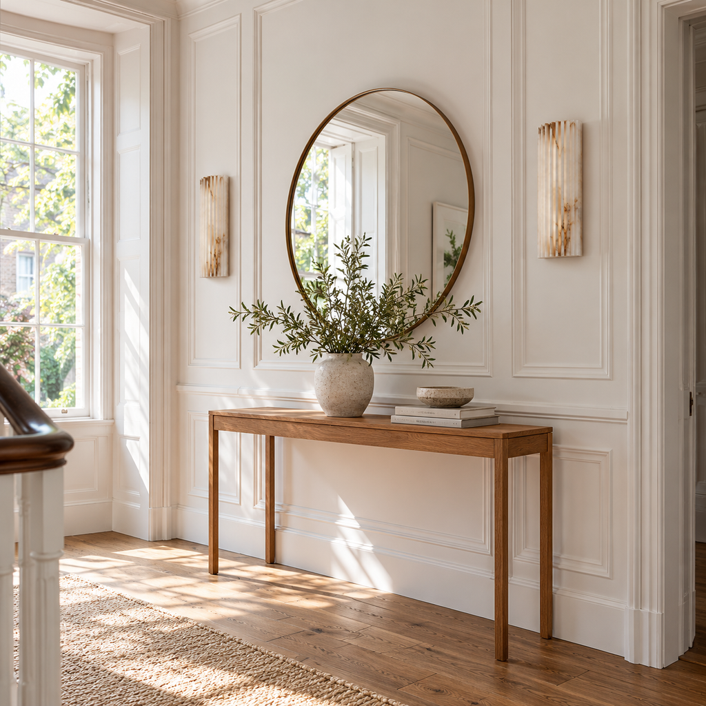 Fluted Alabaster Wall Light | Natural Stone Column, LED Included, 30 or 45 cm Tall