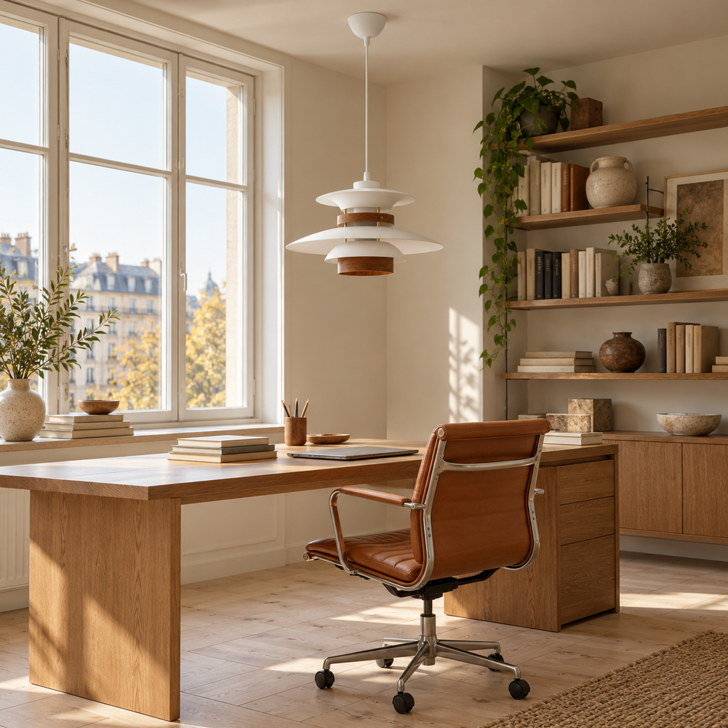 Layered Pendant Light | Danish-Style Tiers with Wood Bands, 35 or 42 cm, White, Cream or Black