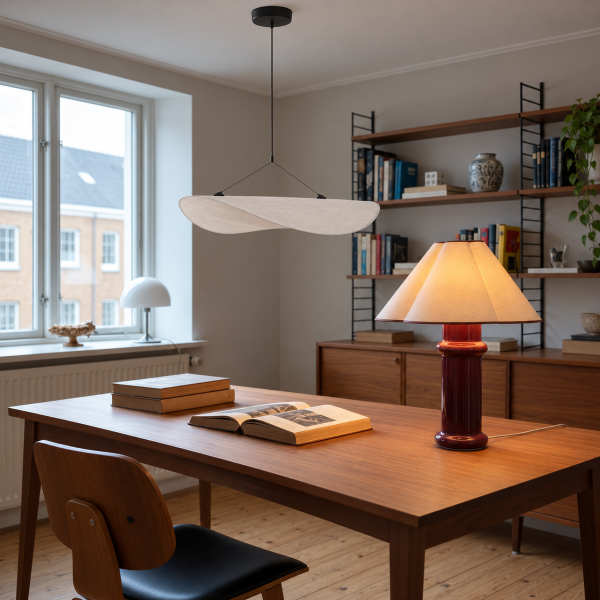 Wabi-Sabi Wave Pendant Light | Japandi Paper Shade, Integrated LED, 40, 50 or 60 cm