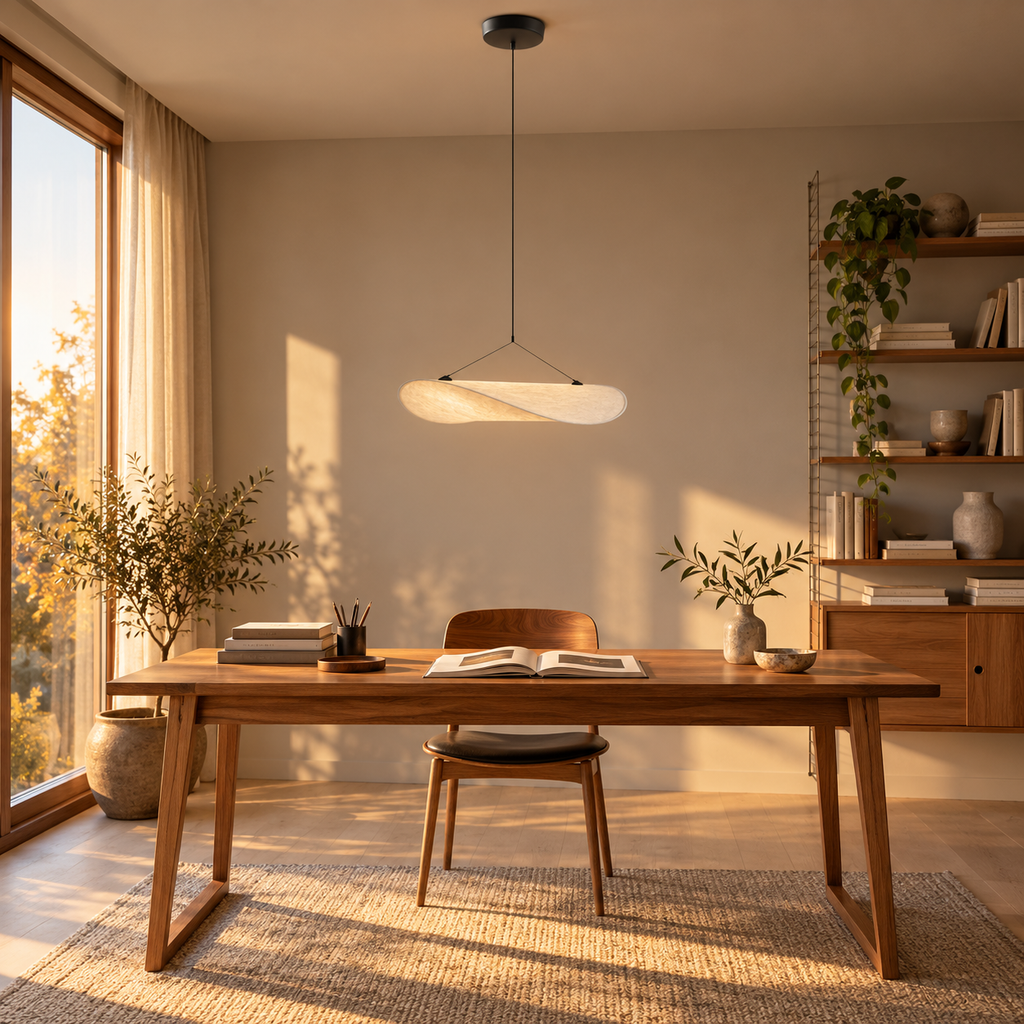 Wabi-Sabi Wave Pendant Light | Japandi Paper Shade, Integrated LED, 40, 50 or 60 cm