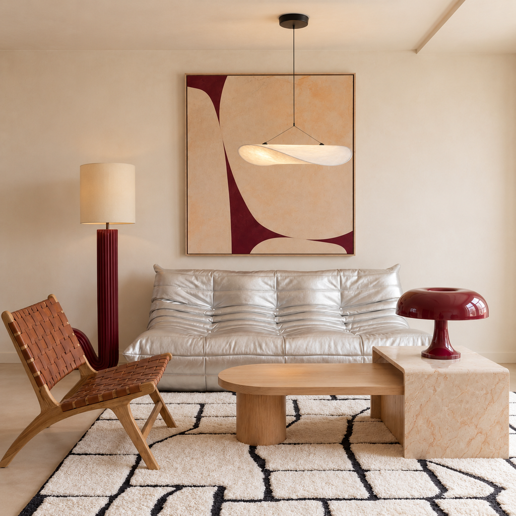 Wabi-Sabi Wave Pendant Light | Japandi Paper Shade, Integrated LED, 40, 50 or 60 cm