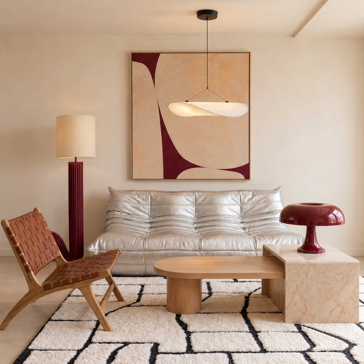 Wabi-Sabi Wave Pendant Light | Japandi Paper Shade, Integrated LED, 40, 50 or 60 cm