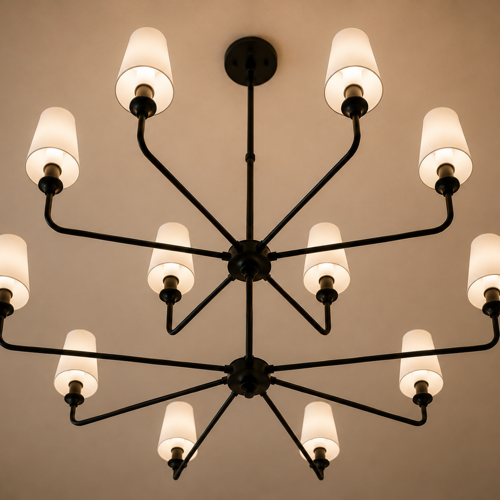 Wrought Iron Chandelier - 12-Light Two-Tier Kitchen Island Light