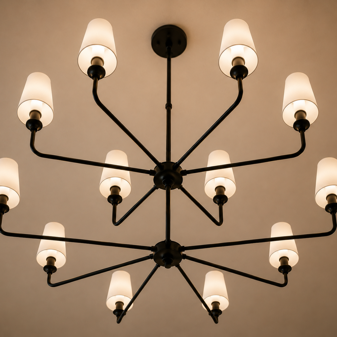 Wrought Iron Chandelier - 12-Light Two-Tier Kitchen Island Light