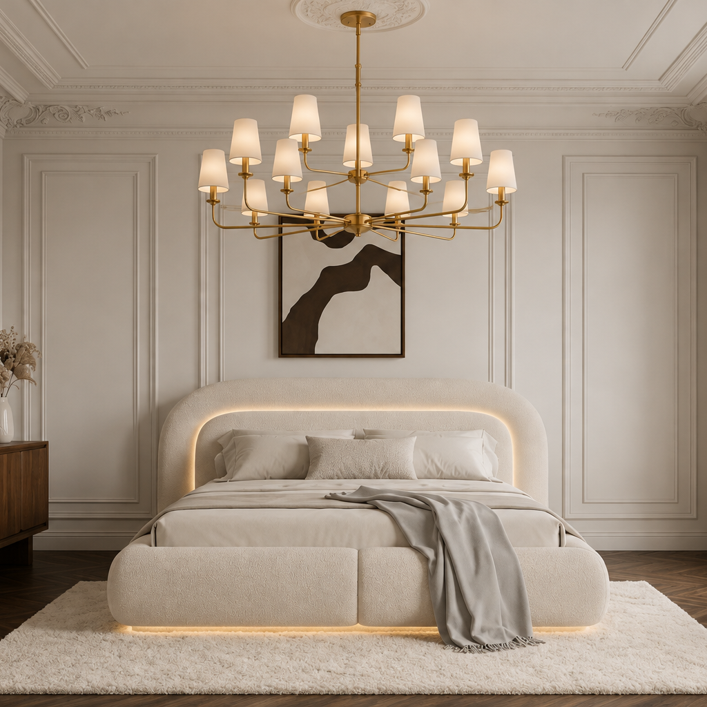 Wrought Iron Chandelier - 12-Light Two-Tier Kitchen Island Light