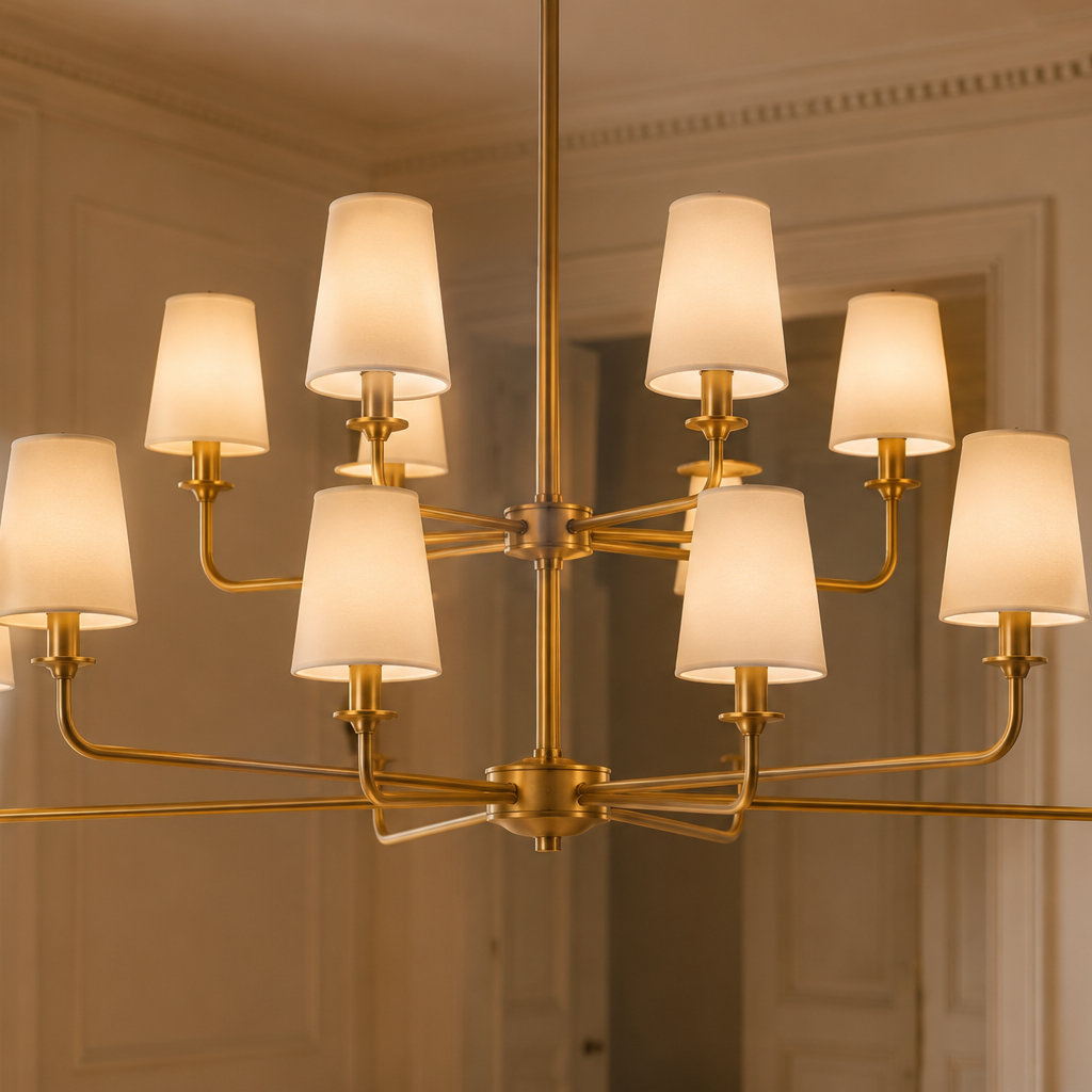 Wrought Iron Chandelier - 12-Light Two-Tier Kitchen Island Light