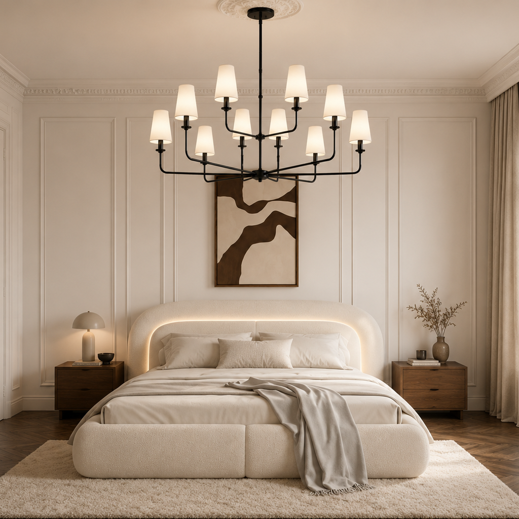 Wrought Iron Chandelier - 12-Light Two-Tier Kitchen Island Light