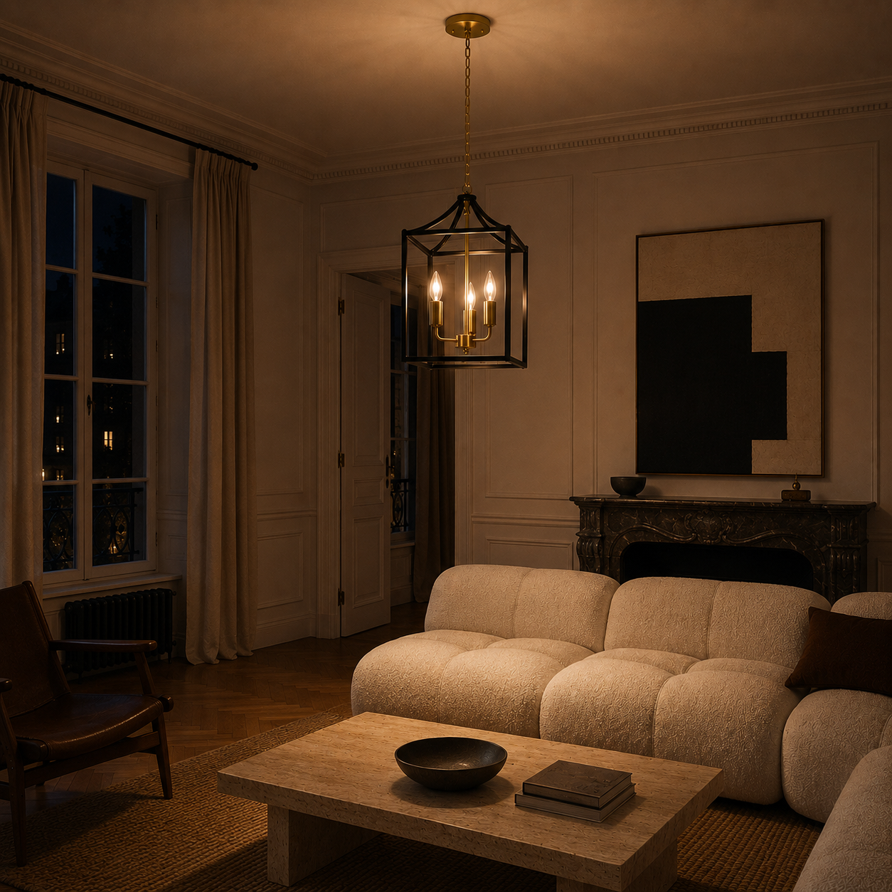 Farmhouse chandelier - living room