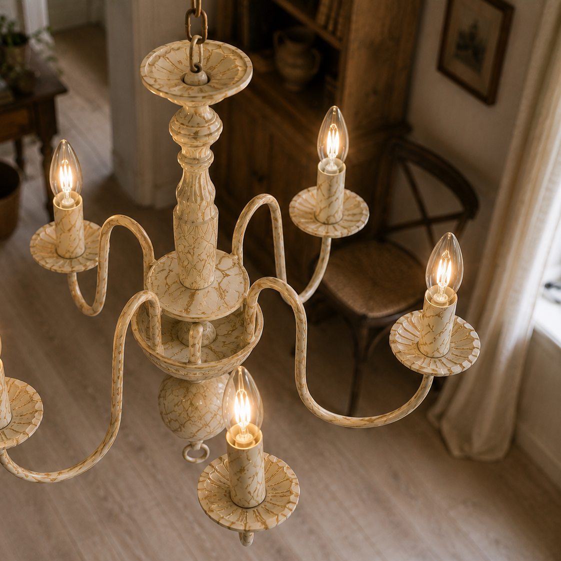 Antique French chandelier - living room 2