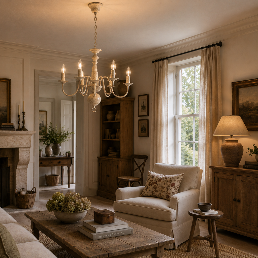 Antique French chandelier - living room