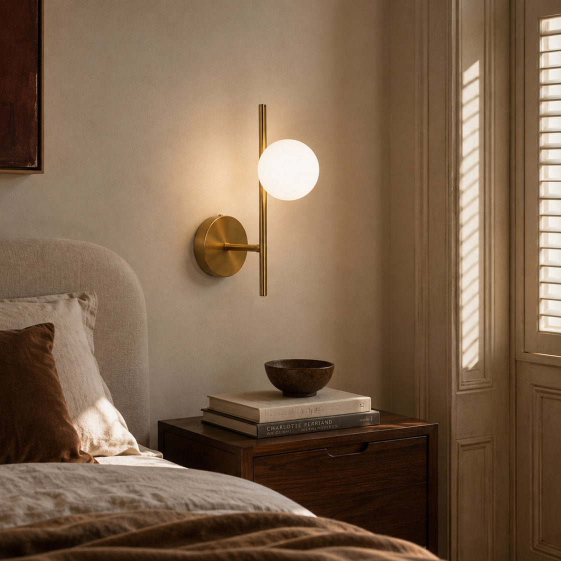 Glass Ball Wall Light - Gold Milky Bedside Sconce