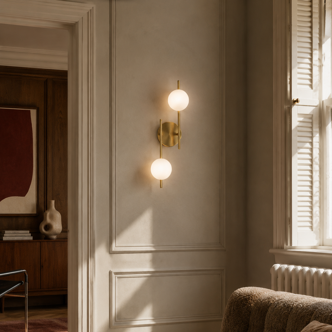 Glass Ball Wall Light - Gold Milky Bedside Sconce