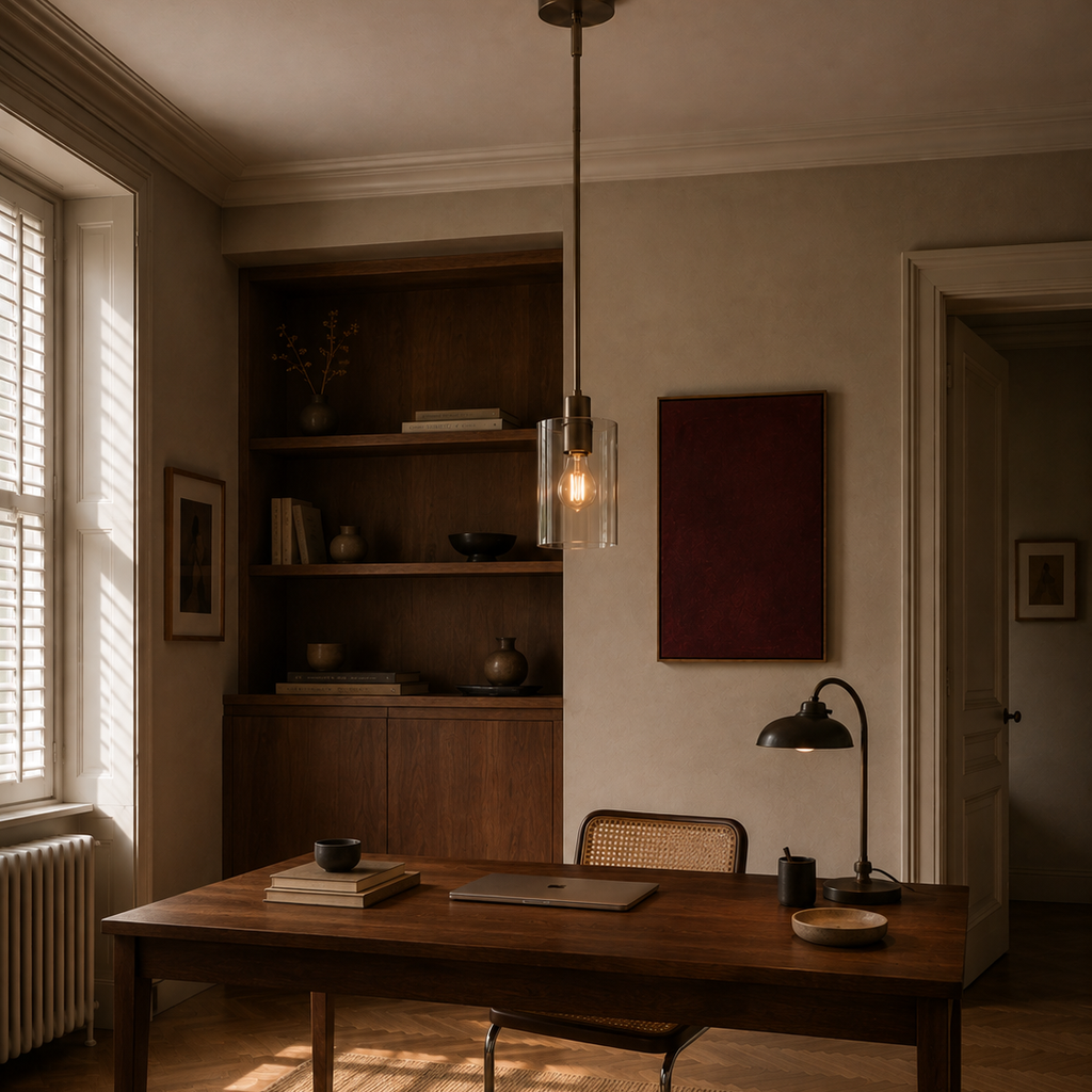 Minimalist glass cylinder ceiling light - hallway