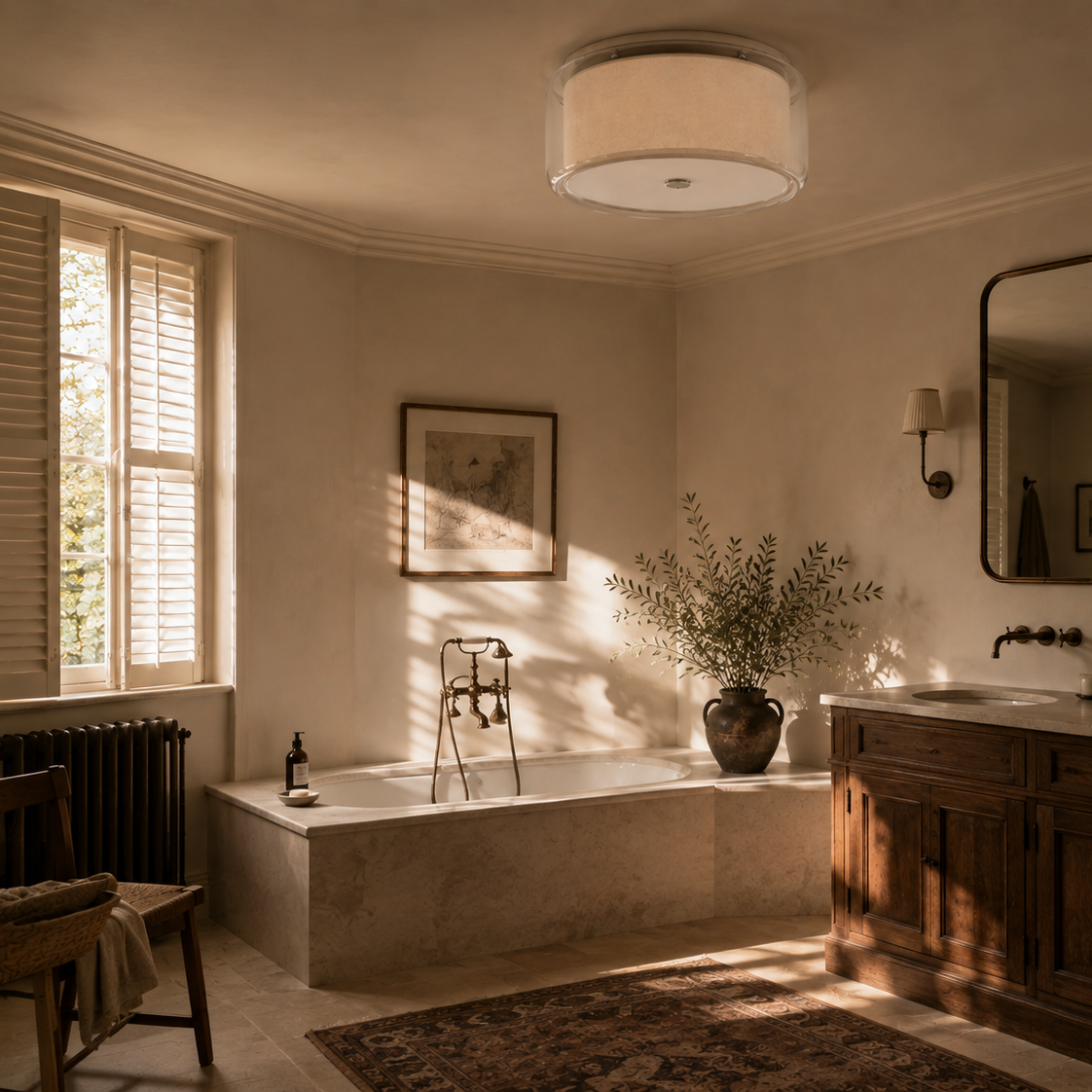 Glass flush mount ceiling light - bathroom