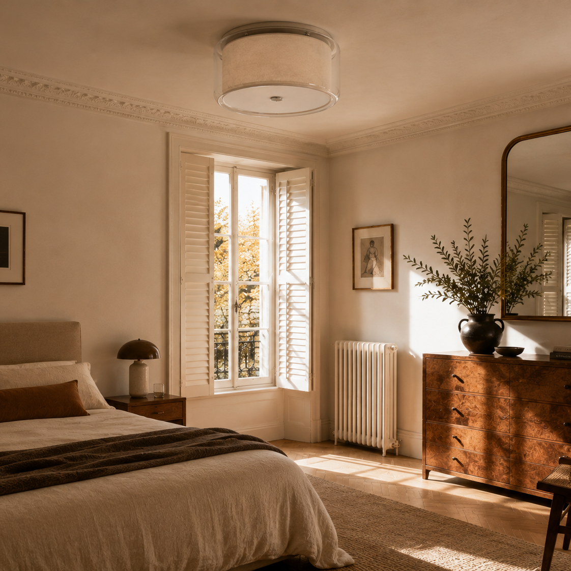 Glass flush mount ceiling light - bedroom